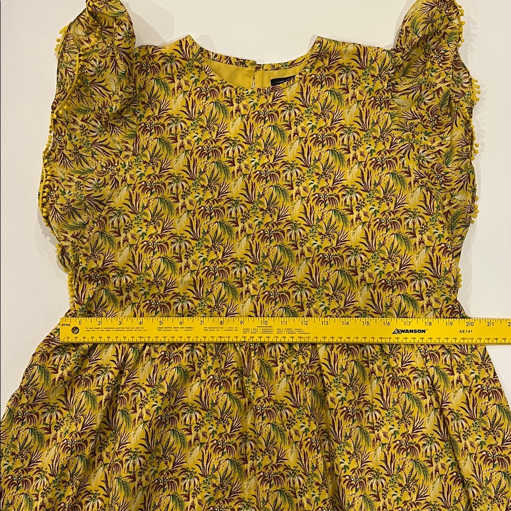 Ann Taylor Palm Tree Ruffle Sleeve Flare Dress SIZE large - Picture 8 of 9